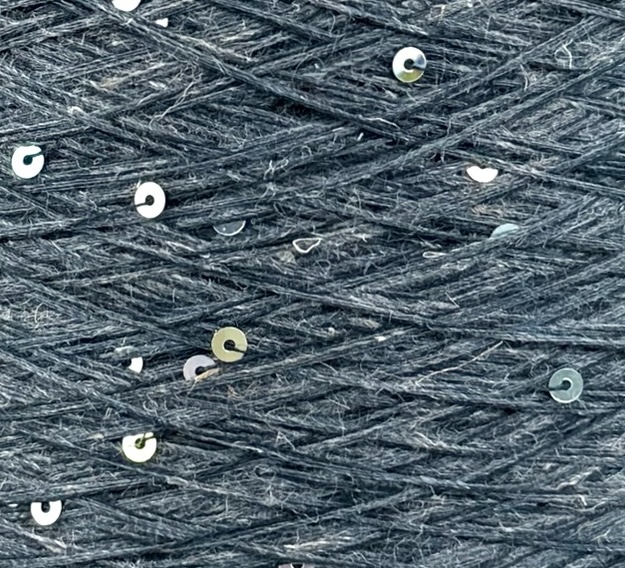 G&G Filati Forest 7800 – Fil en coton et lin avec paillettes effet Aurora Boréale, col. Denim Mélange